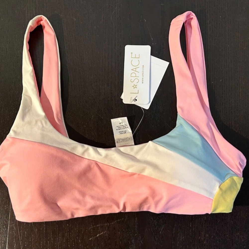 L*Space Lizzie Sunburst Bikini Swim Top CCP Color Block Size S - NWT